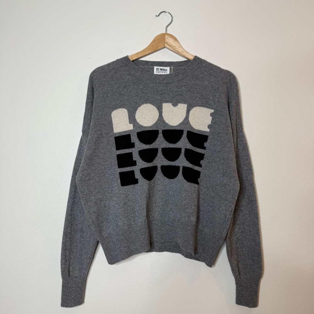 Sonia Rykiel Gray 'Love' Graphic Crewneck Sweater